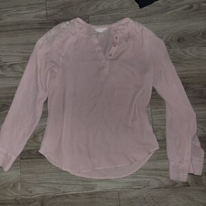 Pink Long Sleeve Blouse Button At Wrist Size XSmall